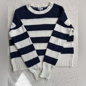 Rails Navy & Ivory Striped Knit Sweater | Size Small | Cotton Blend
